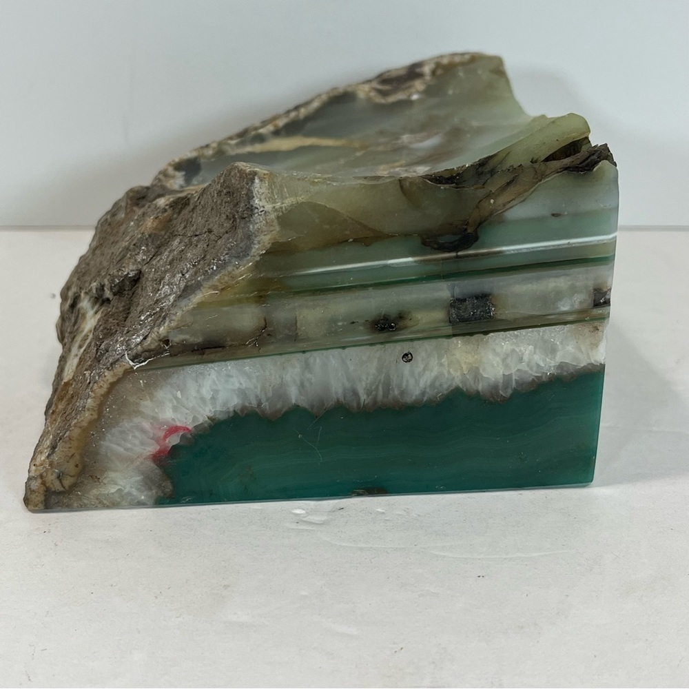 Large Blue/Teal Brazilian Agate Bookend-Perfect for Book/Crystal Lovers- 6”x5” - Picture 6 of 10